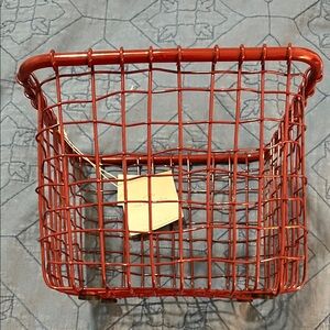 Pottery Barn Red Wire Basket (3/5)